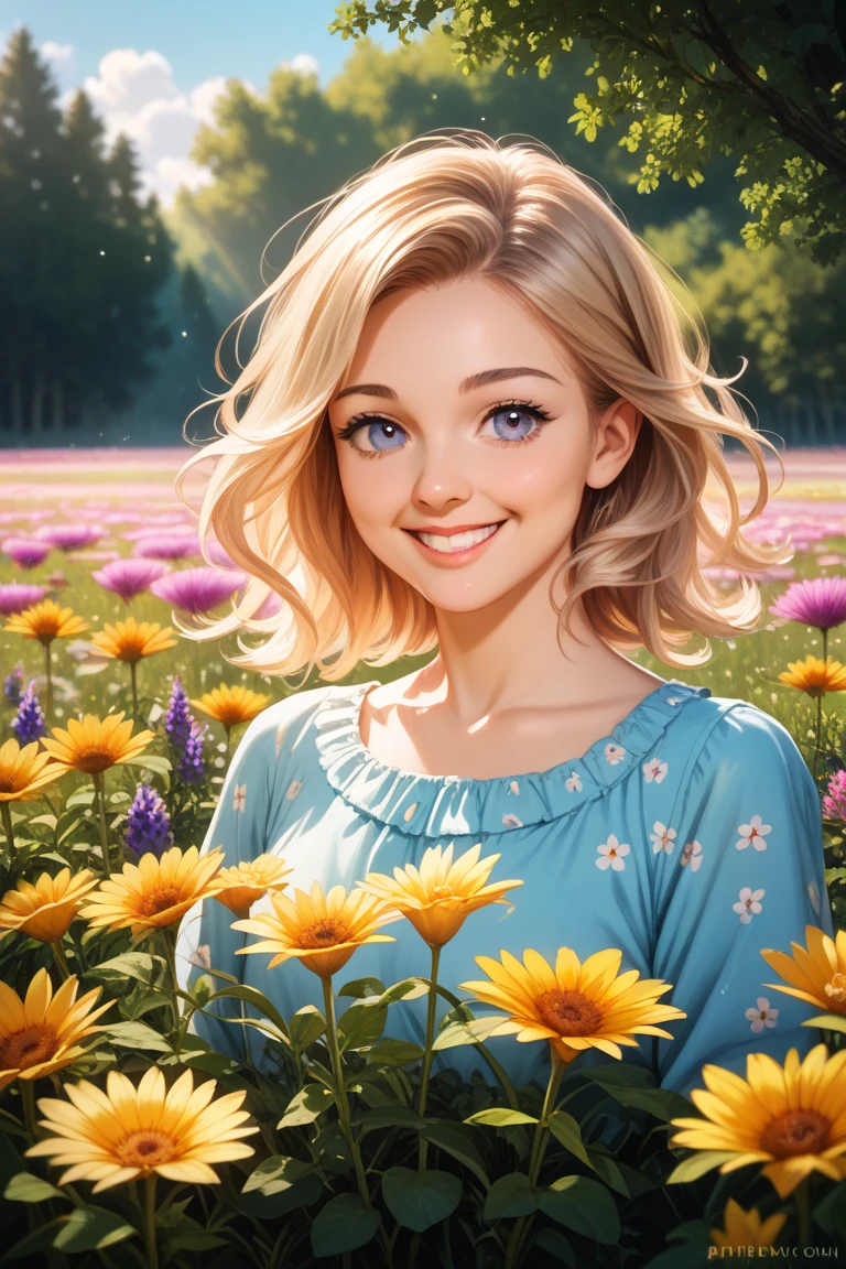 nose piercing, standing, jewelry, BABY-BLUE cloak, baby-pink jumpsuit (insanely detailed, beautiful detailed face, masterpiece, best quality), cleavage, piercing blue eyes. TWIN-TAILS. BEAUTIFUL COMBO OF Sabrina Carpenter Kat Denningsand Ivanka Trump . dd-cup sized breasts. short and dainty. happy, smiling cheerful face. Skipping in a magical meadow of daisies. Magical realism. 1950s Panovision 70. 4K Ultra HD, Extreme Detail And Intricate Realism. Stunning 2D Vector Detailed clear. lifelike.
