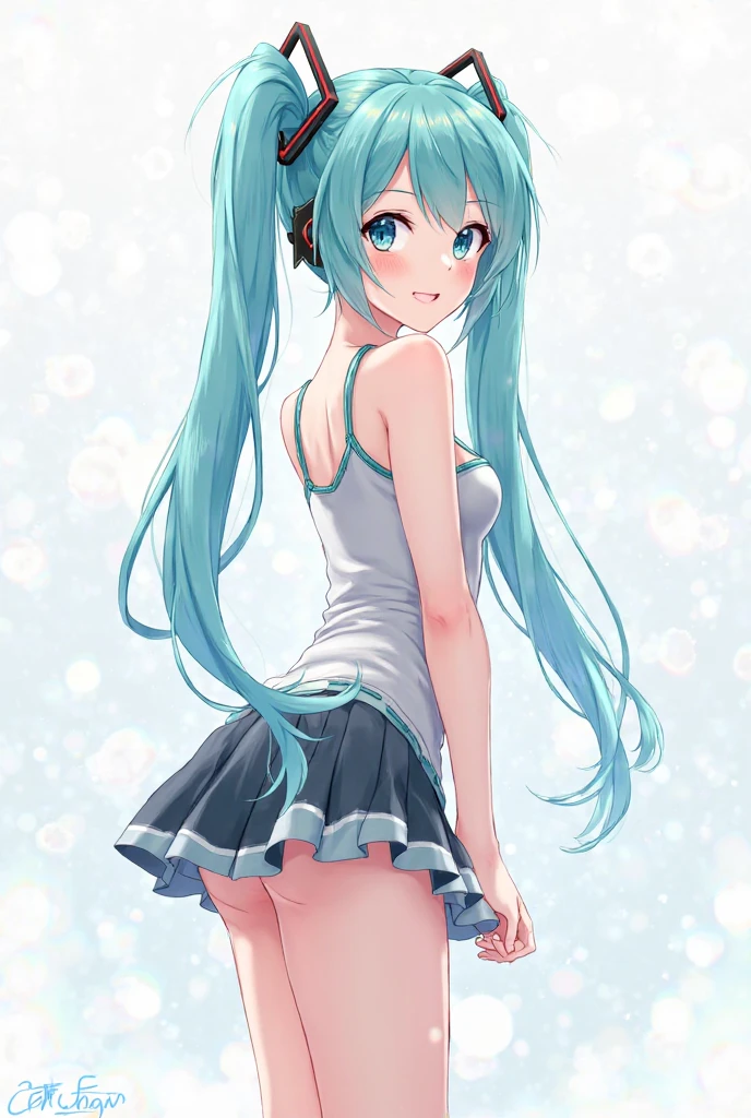 masterpiece, best quality, 1girl, hatsune miku, peeing on me 