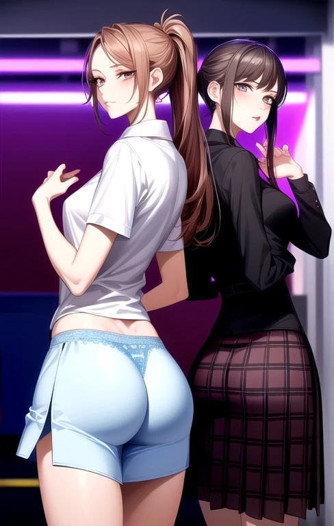 Maiden, back, bent, buttocks