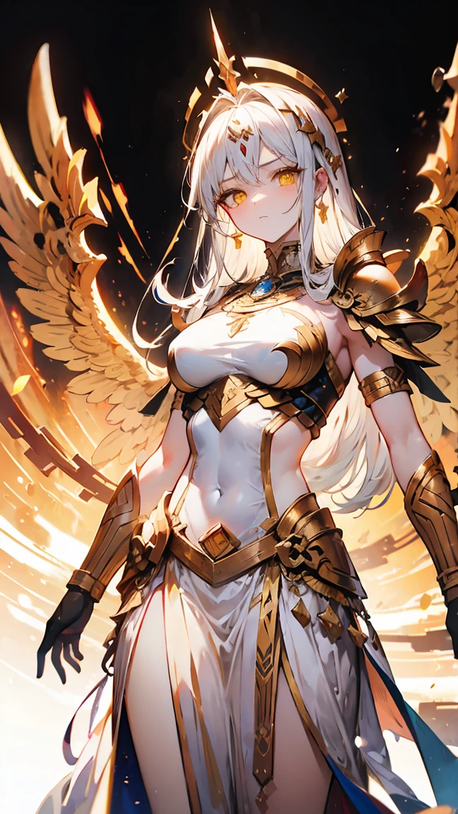 ((Lightning Power)), ((Electricity)), ((Fire Background)), ((android 21)), (((white Coat))), ((SSJ4 Form)), (((Busty))), (((((Big breast:1,3)))), luxury bustier corset, ((silver hair)), (((Very slim waist))), propotional body, ((Gorgeous)), ((gold wings)), masterpiece, hyperdetail, ambient effect, digital effect, (((FIRE SWORD)), (((Lightning Sword))), (((Fire Gold Armor))), ((Lightning Gold Wings)), ((Fire Demon 6Horns))