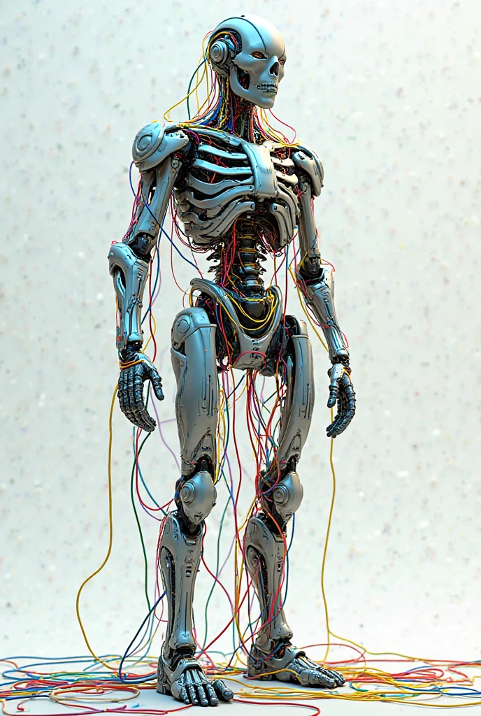 ((tmasterpiece))), (((Best quality at best))), ((ultra - detailed)), (CG illustration), ((Extremely Delicately Beautiful)),(From the side Side),电影灯光, ((1 mechanical boy)), the only person, Full body lesbian,(Machine joints:1.2),((Mechanical limb)),(The blood vessels are attached to the tube),(Mechanical spine fixed to the back),((The mechanical cervical vertebrae are attached to the neck)),(are standing),face expressionless,(Wires and cables around the neck:1.2),(wires and cables on head:1.2)(Character focus),sci-fy,Extremely fine,One color,The thinnest task completed is 30%
