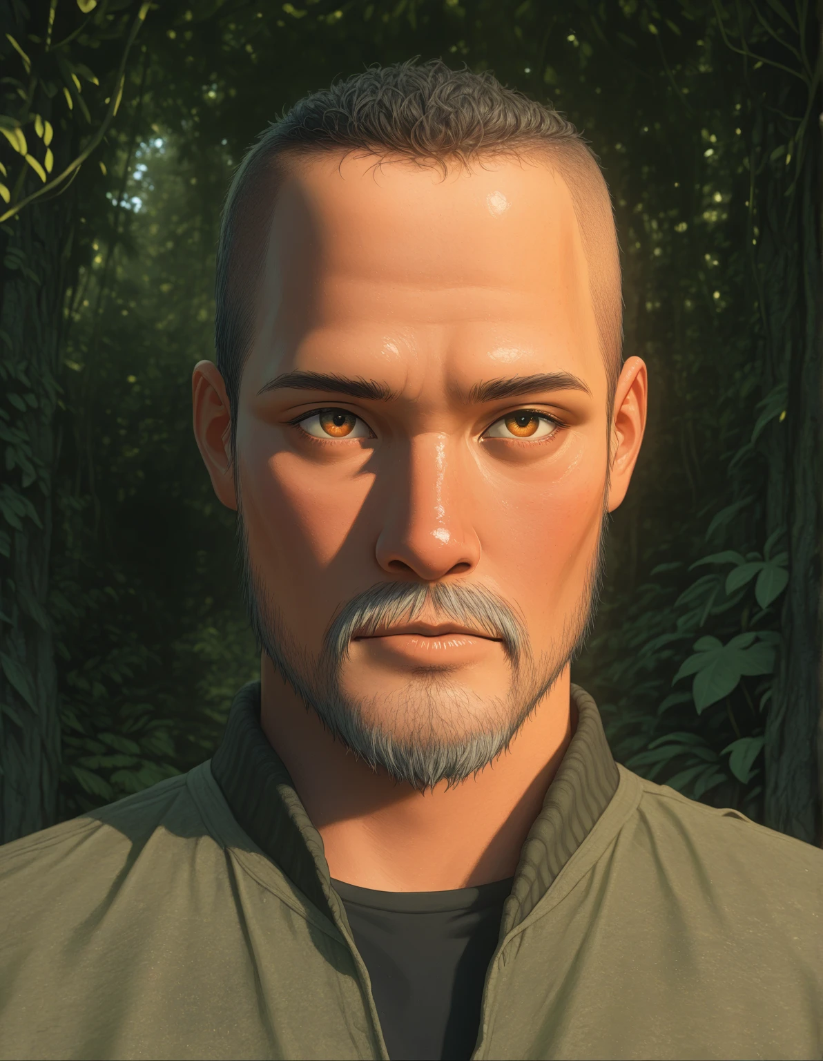 8k, realistic, vray, HDR, 6000K, best quality, portrait photo of beautiful <hypernet:roman_kudryavskiy:0.8> russian man, Camouflage jacket, russian dark forest, outdoors, looking at viewer, perfect face, perfect eyes, sharp focus