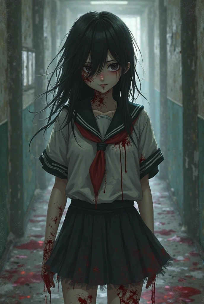 anime girl with Red eyes and blood dripping down her face, with red glowing eyes, with glowing Red eyes, with Red eyes, red-eyed, red-eyed, fully Red eyes, Red eyes, sharp Red eyes, Red eyes glowing, Red eyes, red glowing eyes, with a Red eyes, watery Red eyes, Red eyes, glowing Red eyes