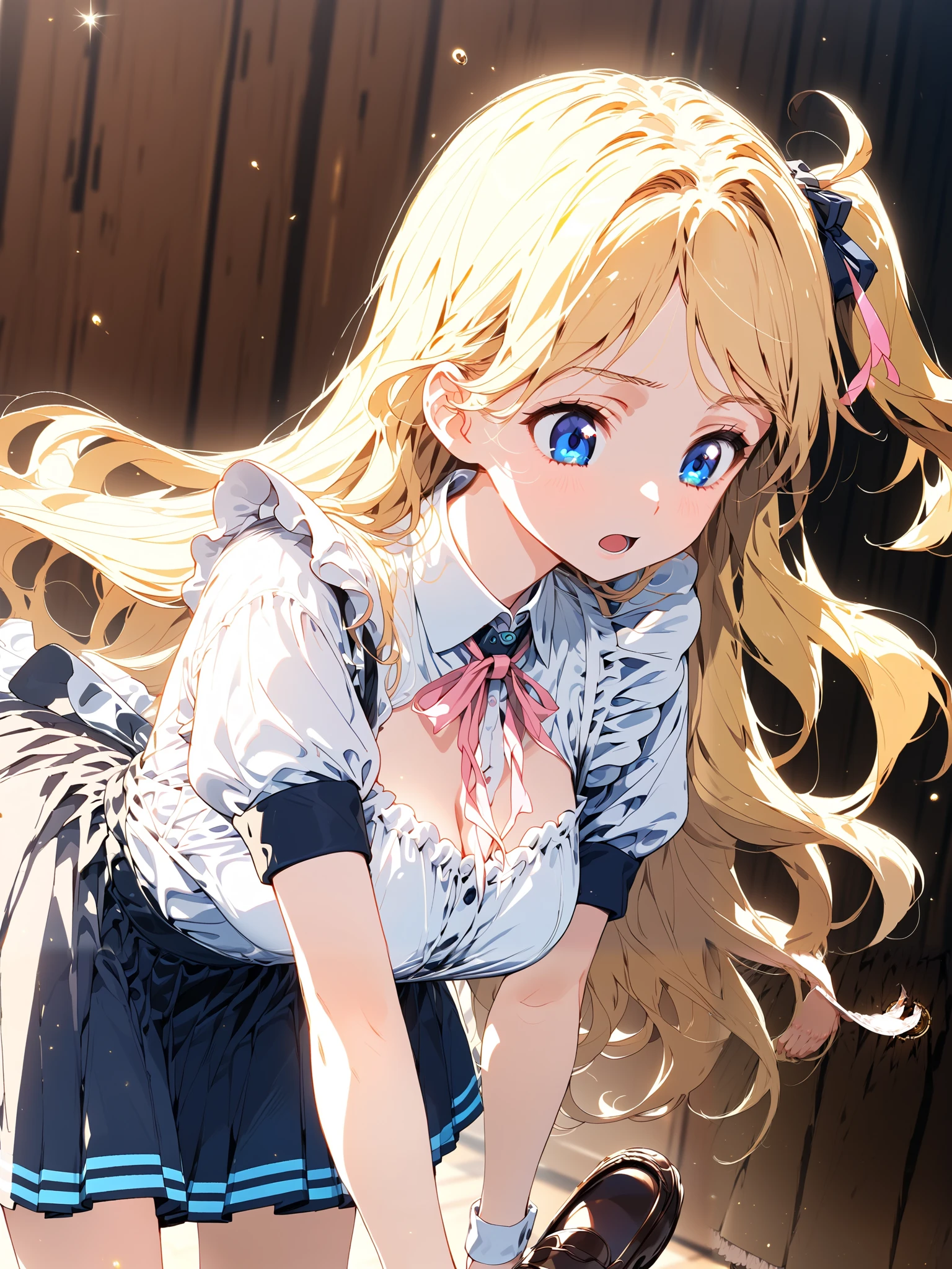 Fille animée with blonde hair and blue eyes posing for a picture, seductive Fille animée, attractive Fille animée, beautiful Fille animée, cute Fille animée, pretty Fille animée, Fond d'écran manga 4K, style animé 4k, Fille animée, Fond d'écran animé 4k, art d'anime détaillé et propre, blonde Fille animée with long hair, (Fille animée), art animé numérique détaillé