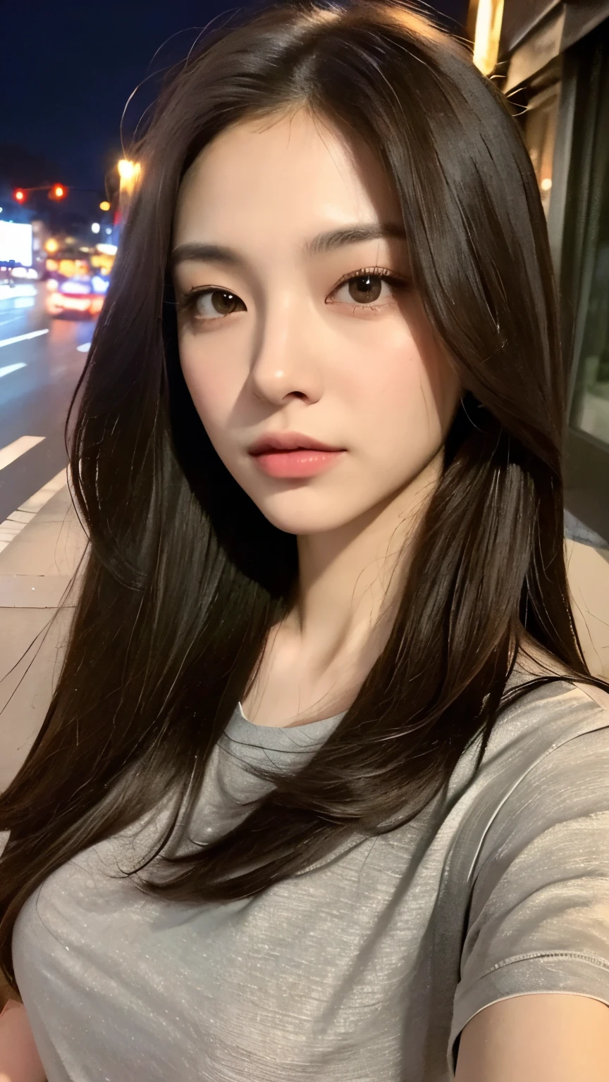 un primer plano de una mujer con cabello largo y una camisa blanca, maquillaje coreano popular, maquillaje popular de corea del sur, ulzzang, hermosa mujer surcoreana, hermosa joven coreana, hermosa joven coreana, joven y adorable rostro coreano, Young cute pale asian face, muchacha coreana, rasgos de la cara coreana, hermoso rostro estetico, Asian girl with long hair, asian beautiful face