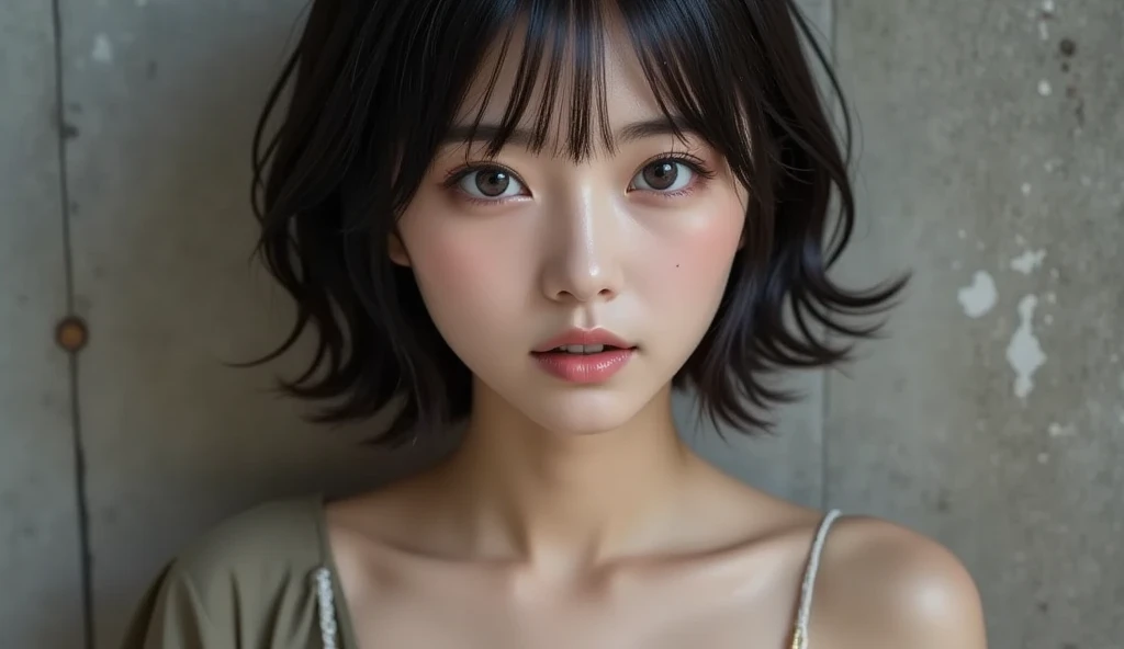 (8K, RAW Photos, Highest quality, masterpiece:1.3), (Realistic, photo-Realistic:1.4), (Highly detailed 8K wallpaper),((Completely naked)),One Girl, cute, Laughter, Professional Lighting, Plain,Photon Mapping, Radio City, Physically Based Rendering, Gradient Blonde Hair, Brown Hair, Very short hair,Gal,Highest qualityの写真, High resolution, 1080P, (Beautiful face), (Detailed facial depiction), Vibrant, Extreme light and shadow, Bob Cut Hair, masterpiece, Rich details, (Detailed facial features), (Highest qualityの写真), (masterpiece), (Finely tuned), dual、Look in front of you, Thin clavicle,Simple white background