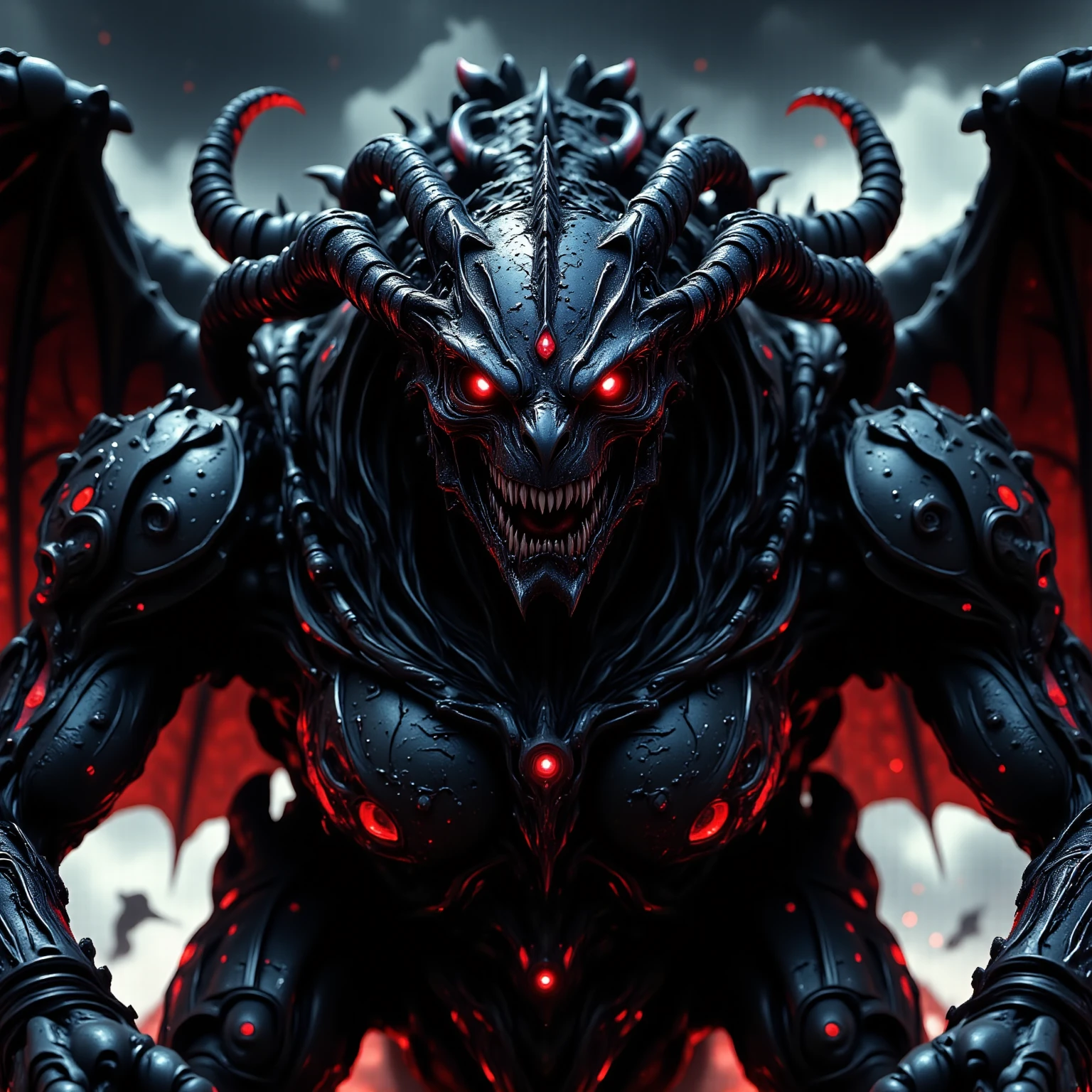 (extremely detailed 8k wallpaper), medium photo of a monster with red eyes, difficult, high detail, Dramatic