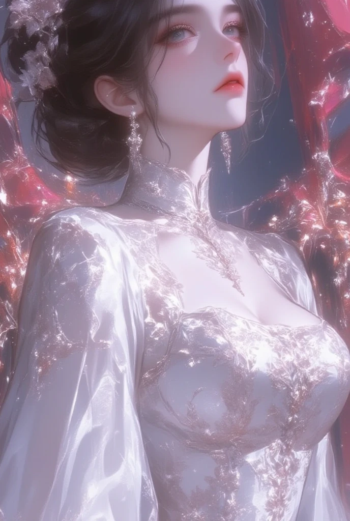 Woman body set large breasts(best quality, highres, ice skull:1.1), A girl with a body made of lava, featuring a Dracula Orchid pattern. (best quality, ultra-detailed), (realistic), vibrant colors, intense lighting, lava-like texture, hauntingly beautiful composition, surreal atmosphere, contrasting dark shadows, mesmerizing glow, detailed facial features, flowing lava tendrils, fiery eyes, ethereal presence, intricate floral patterns, mysterious aura."
