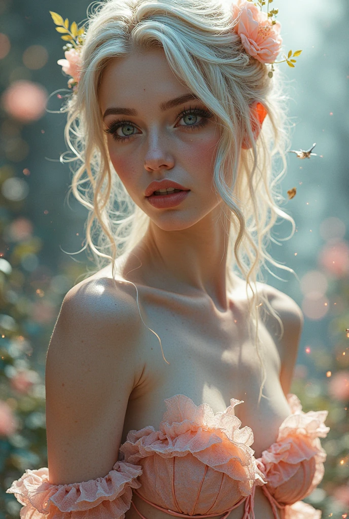 ultra realistic professional full body camera   (((2girls one pink hair the second blond hair realistic holding hand and wearing white Lace dress, flowered garden  )))  (photo 1028k qhd) by (James C. Christensen:1.2|Jeremy Lipking:1.1), (Dittmann Anna:0.3), (jiner:0.3), (mise au point nette:1.3) lndswgnr,High detail, instagram top model,blonde hair, beautiful detailed baby blue eyes, k eyes,(eye (eye makeup: 1.2) sleeping Pose of the Instagram model, perfect button nose, attractive lip shape has an upper-to-lower lip ratio of 1:2, perfect ivory skin confiant, (((anatomycally perfect 25 old ladie hand,finger, nail))),fille en forme Fille maigre et sexy, breast:1.2, anatomie parfaite, Perfect symmetry:1.2, Realstic position, realistic and gorgeous face:1.2, perfect face, highly detailled, happy, confident, ighting cinematic, Lighting scene, soft lights, instagram standing pose (((baby blue eyes,, Fille maigre et sexy, breast:1.2 perfect charming face, attractive lip and nose, (masterpiece, best quality:1.6), 2 girl one pink hair one blonde hair holding hand and wearing white lace dress, cowboy shot, thighs, beautiful girl, (flowers, many small white petals:1.3), garden, blue sky, looking at viewer, small waist, official art, raw photo, incredibly absurdres, facelight, dynamic lighting, cinematic lighting, ultra realistic, highres, photography, sharp focus, highest detailed, extreme detailed, ultra detailed, finely detail, extremely detailed eyes and face