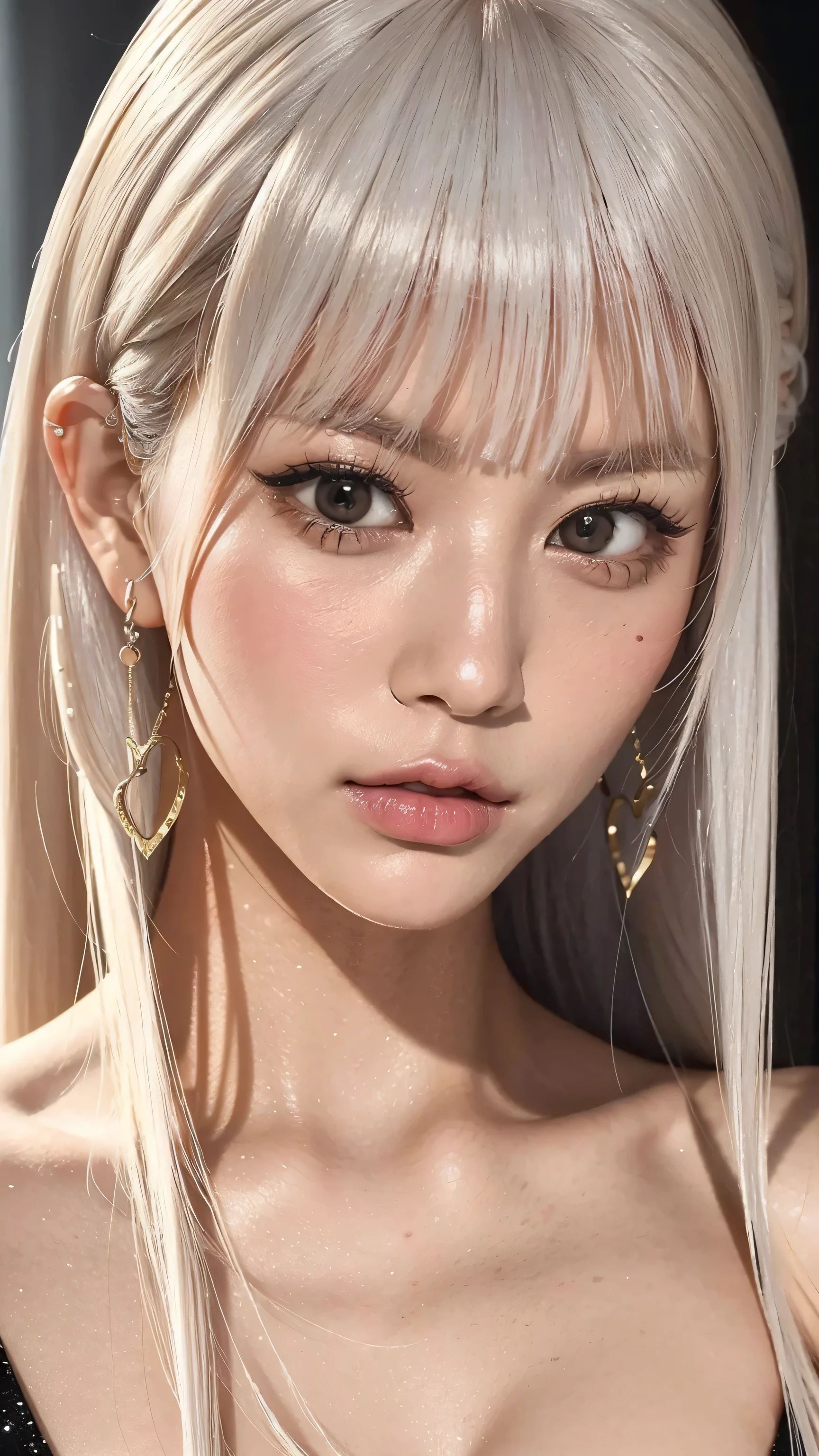 Force your gaze here、8k,high image quality、 The face is clear and clear、 the face is close-up at close range、 golden ratio face 、I want to make each part beautiful、Cold Gaze Closeup Ultra Clear 、 eyes match 、staring at me、 I'm looking at close-ups。My Face 、 すべての eyes match、 、I want to get close to beautiful women nearby 、 ,Look at me with an angry expression, beautiful platinum colored hair 、 and it is an expression showing anger。 、 4 beautiful women looking at me、 I'm watching in close-up、I want to make eye contact with everyone, my lips are sticking out