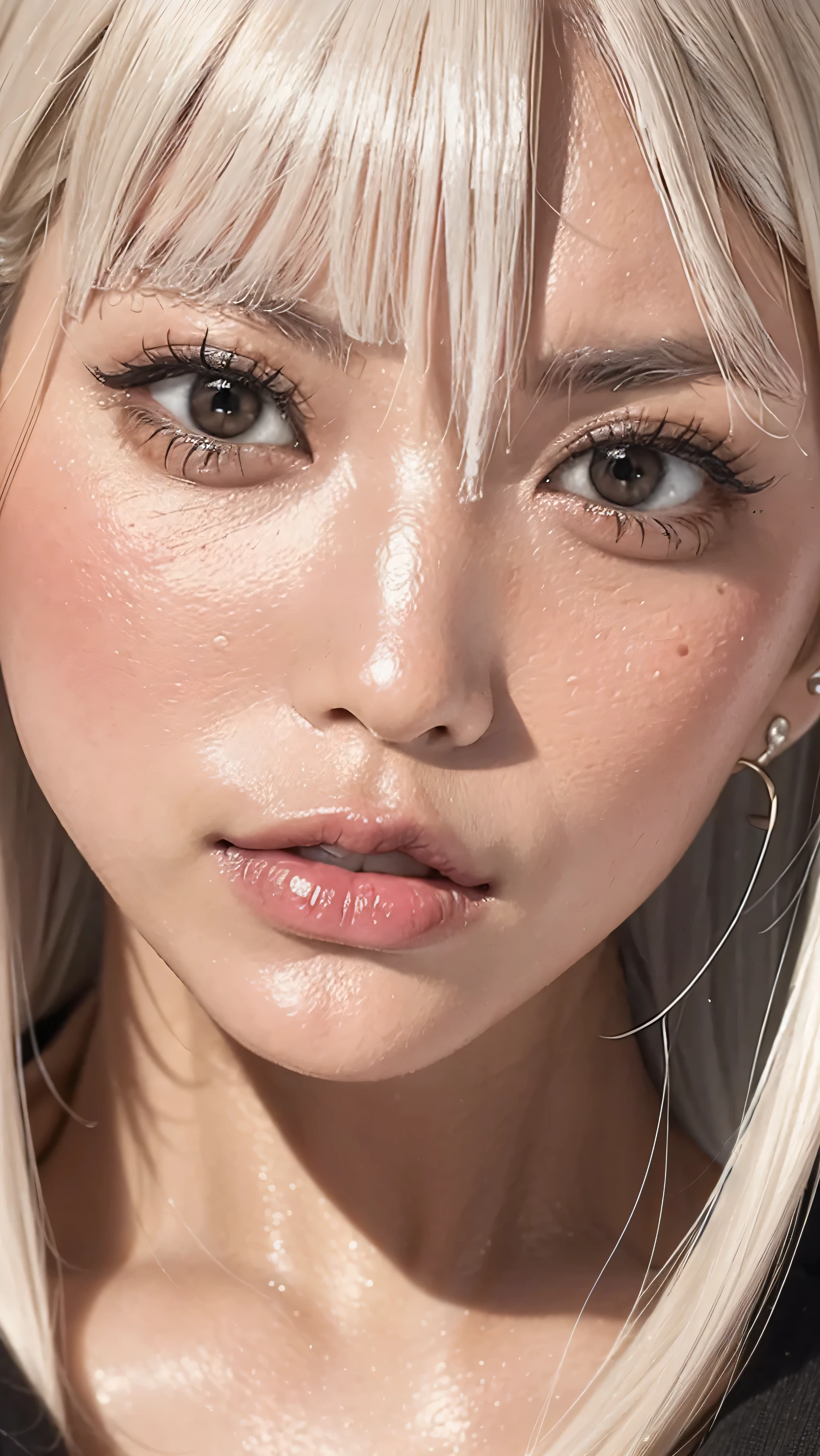 8k,high image quality、 The face is clear and clear、 the face is close-up at close range 、I want to make each part beautiful、, a close-up of a cold gaze, ultra clear 、 eyes match 、staring at me、 I'm looking at close-ups。My Face 、 すべての eyes match、 、I want to get close to beautiful women nearby 、 ,Look at me with an angry expression, beautiful platinum colored hair 、 and it is an expression showing anger。 、 4 beautiful women looking at me、 I'm watching in close-up、I want to make eye contact with everyone, my lips are sticking out