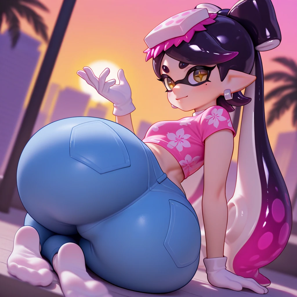 callie from splatoon, big booty, sexy pink bikini, ahegao