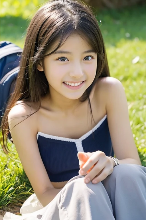 Very cute face、smile、、girl、Fluffy long hair、Beautiful legs、Beautiful body、Thin legs、White skin、((Face close-up))、
