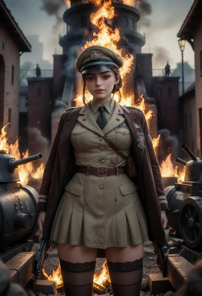 an awarded profesional photography of 1girl AM136_Petra_E (pale white skin), beautiful silver eyes,) big hair hair flaps strawberry blonde with baseball helmet with anklet British Women's Auxiliary Air Force (WAAF) Uniform: Khaki/blue-gray, jacket and skirt, shirt and tie, black stockings, service cap humiliated,she make Looking over the top of eyeglasses pose stole in a radio booth, in winter by Bill Brandt Split Lighting,(epic scene:1.3),ultradetialed character with perfect face,detailed skin,(ultrasharp:1.3),(masterpiece:1.1),best quality ,(photorealistic:1.2),ultrarealistic,realistic ultradetailed character,4k perfect quality,cowboy shot<lyco:GoodHands-beta2:1>Magnificent,Imperceptible detail,Intricately designed, <hypernet:sxzBloom_sxzBloom:0.6> hotify <lora:FIRE02:0.72> cinsidia