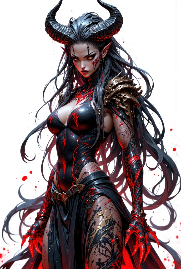 girl, rotting zombie warrior, evil look, sexi, wielding a spear, demonic armor, facepaint, bodypaint, red glowing eyes, combat stance, vibrant appearance, creative behavior, imaginative, sensual, spontaneous, highest quality, skin texture, intricate details, (cinematic lighting), RAW photo, 8k