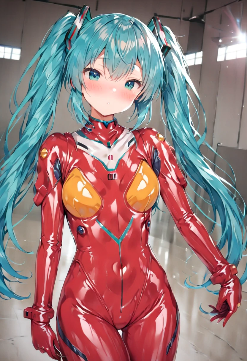 (masterpiece, best quality), 1girl, beautiful face, beautiful body, souryuu_asuka_langley, plugsuit, bodysuit, interface headset, red bodysuit, hair between eyes, pilot suit
