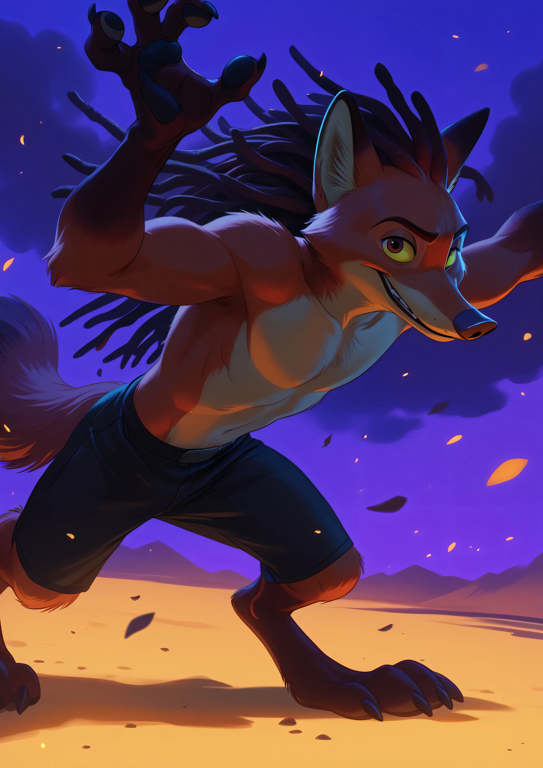 NickWilde, brown eyes, yellow sclera, solo, detailed, detailed face, black eyes, anthro body, male, adult, muscular, cartoon shading, cel shaded:1.0, flat colors, (no background, white background):1.5, shirtless, wfa style, negger style, cartoony anatomy, above waist, looking at viewer, posing, smile