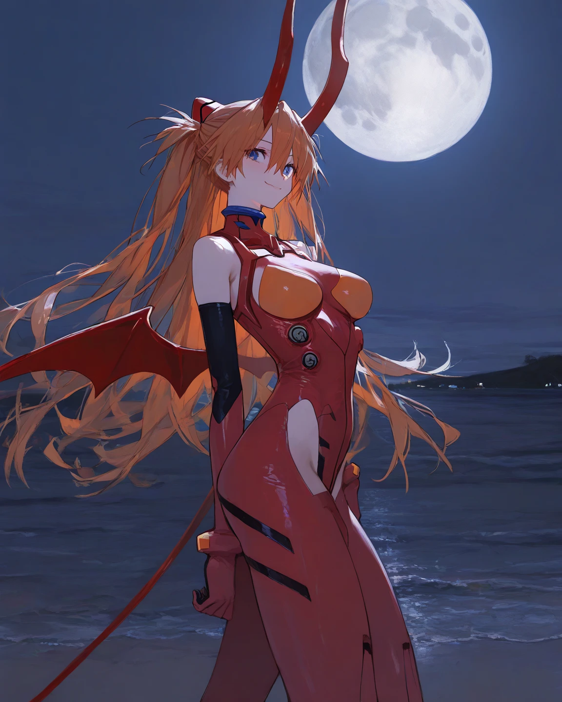 red fullmoon nigh sky