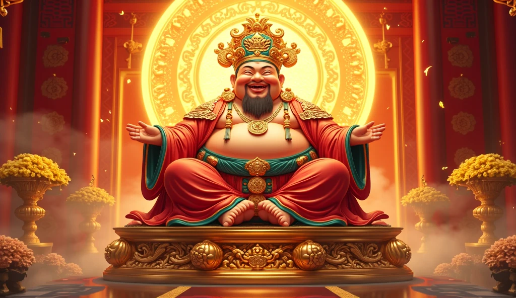 357 / 5.000
(((Pangu))) Best Quality, Ultra High Definition, 4K Detailed CG, Masterpiece, Cosmic God, Big Beard,Chinese Clothing, Chinese Mythology, ((standing pose)) ,Chinese painting style, shui mo hua, Thangka style, Aesthetics, Screen-centered, IMAGE of 2 gods sitting, 1 is earth with a fat body holding a fan, 1 is God of wealth