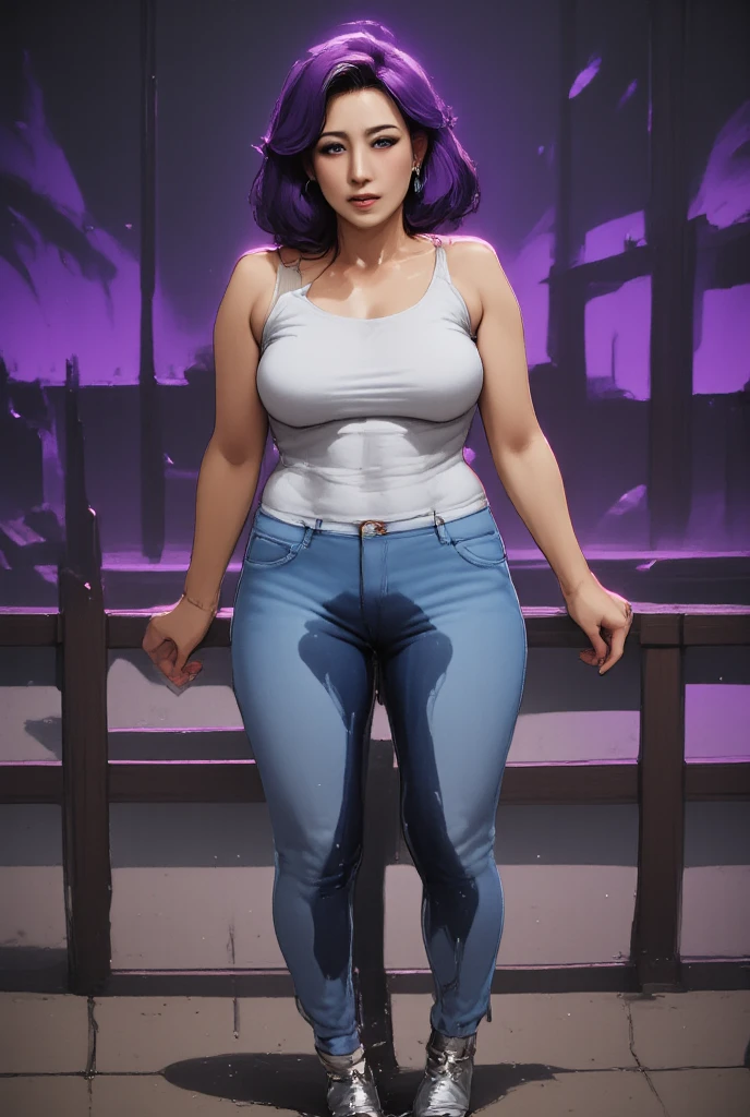 （（super high quality,Ultra-high resolution,4K,8k,super masterpiece,Ultra HD））Dimly lit room,（（One Woman,））,（（White dress shirt,Denim pants））,
