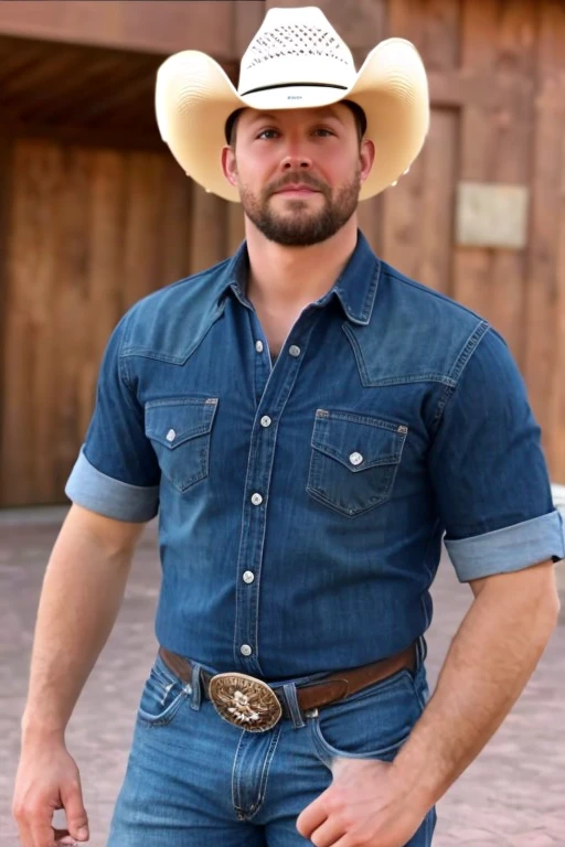 1 eyes , hat cowboy, muscular, cowboy, realistic, ultra quality, hair, Ultra High Definition realistic, ultra quality, hair, Ultra High Definition