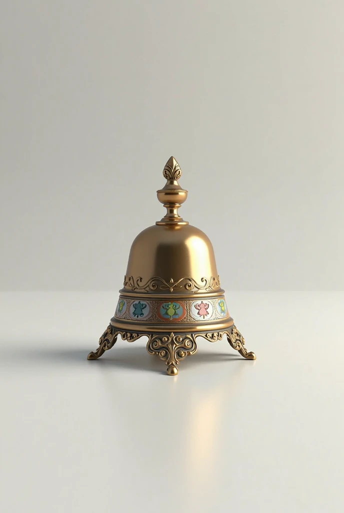 perfume bottle:
Tall, bell-shaped, gold or copper colored, Thai-style bottle caps, such as stucco patterns