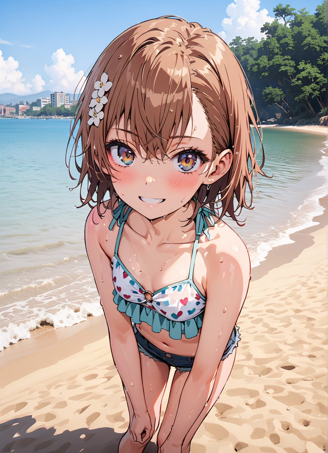 、One piece swimsuit、small 、blush、Beach、bikini、Enchanting、smile、Bold、