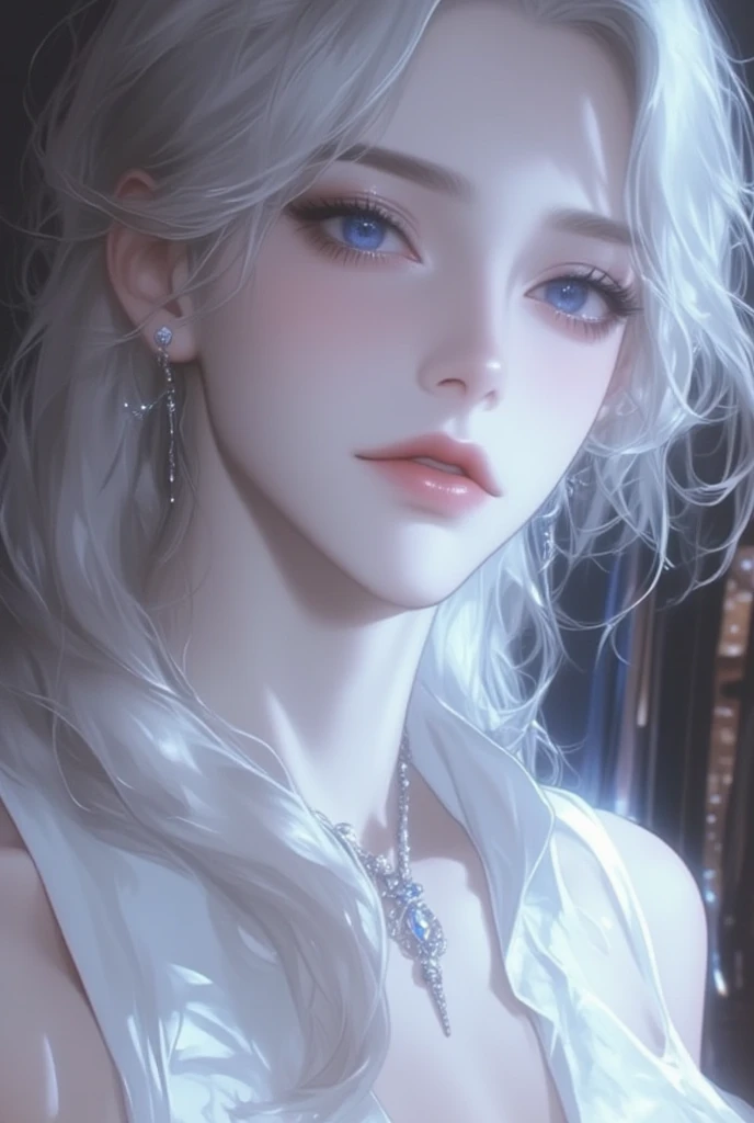 1girl, long white hair, small breasts, detailed face, beautiful detailed eyes, beautiful detailed lips, extremely detailed face, delicate facial features, porcelain skin, elegant pose, serene expression, fantasy, dreamlike, ethereal, chiaroscuro lighting, cinematic, moody, dramatic shadows, vibrant colors, (best quality,4k,8k,highres,masterpiece:1.2),ultra-detailed,(realistic,photorealistic,photo-realistic:1.37)