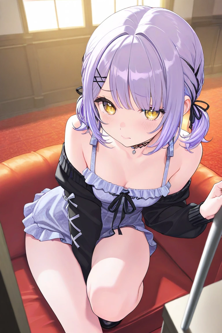 (masterpiece、highest quality、High resolution、realistic pictures、real looking skin:1.1)、
(A woman sits with her legs together on a sofa in a hotel lobby:1.8)、(Since it's a hotel, I'm sitting elegantly with my knees pressed together.:1.8)、(Since it's a hotel, I don't violate manners such as opening my legs apart or standing on my knees.:1.9)、
(The length of the dress is short, so you can see her panties both from above and below.:1.8)、
(looking at her from the front:1.8)、
(she has a grinning expression on her face:1.8)、
(She is wearing a navy short-sleeved turtleneck mini dress.:1.8)、
(These knee-high patterned stockings have gorgeous patterns on the elastic at the opening.:1.8)、(certainly、The left and right patterns are the same pattern、It's a social rule:1.9)、
(I'm wearing black glittery high heels.:1.8)、
(The panties are purple and have a pattern on them.:1.5)、
(brown medium ponytail:1.5)、
(small face:1.5)、
(she is 25 years old:1.5)、
(Breasts are D-cups:1.5)、
(Location: Hotel lobby sofa:1.5)、
1 Japanese girl、solo、full body esbian、beautiful eyes、shining eyes、Shining thighs、NSFW