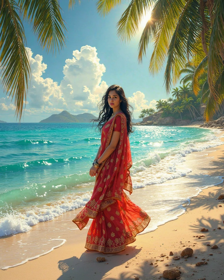 Hot indian babe on the beach 