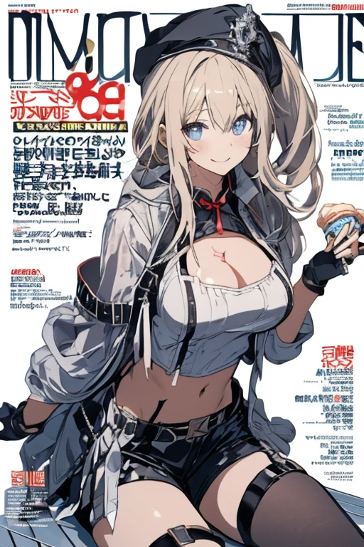 (small breasts:1.2), (perky chest:1.2), (pointed chest:1.2), (Pudding cake magazine cover:1.3),(from above:1.0),(shoot from the side:1.1),masterpiece, 1girl, Amazing Cleavage:1.1, thin waist, optimum,tmasterpiece,hight resolution,best qualtiy,hyper HD,super detailing,awardwinning,a 18yo cute girl,(The upper part of the body),anatomy correct,Beautiful Black miniskirt,garters,Gaze,Small face,bangss,holster,Beautuful Women,hands up,leg holster,Gaze,black boots,Cowboy Shot,cute face,a blond,Longhaire,Twin-tailed,Braids, Hairline,(scarlet eyes),long eyelasher,Hanging eye corners,White skin of the, ((see through camisole:1.1)), ((Sheer nipples:1.0)),Rocket Tits,(Slim body),smile,seductive weak smiling,(with sparkling eyes and a contagious smile),little open mouth, Looking at Viewer,