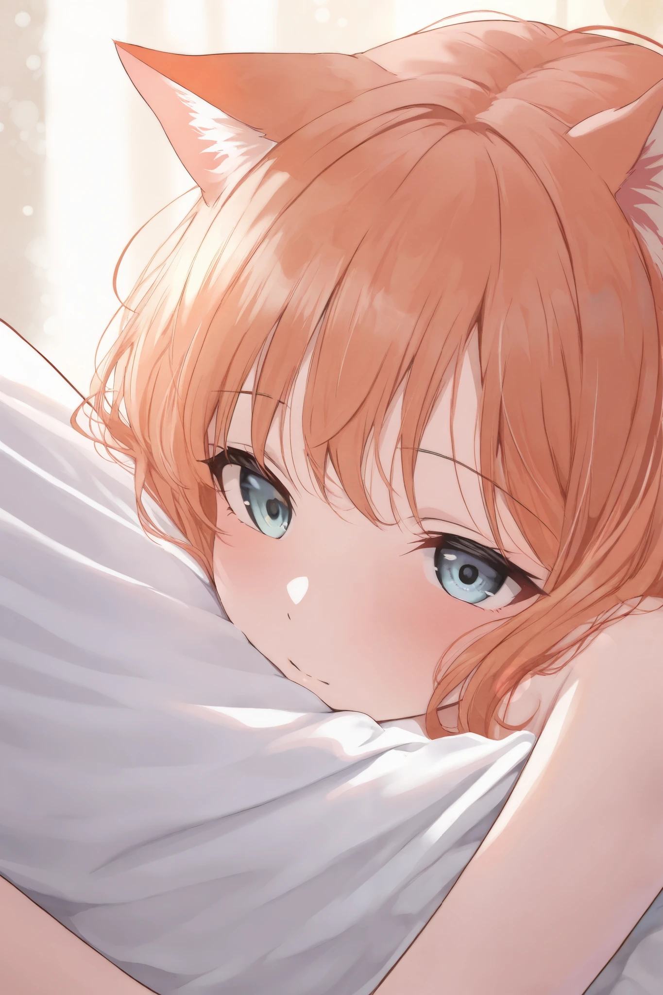 (Fluffy and sparkling bedroom like a princess),(bed with canopy:1.4),(sleeping with a blanket over:1.4),(A fluffy and warm blanket:1.3),blush,Chibi,cute,girl,(Watery eye:1.3),(cold mask:1.3),(troubled face:1.3),(close up of face:1.15),(Fluffy light brown hair with a lot of hair:1.3),(Long curly hair with plenty of volume:1.3),(Orange Eyes:1.3),(Room wear like a princess:1.2),(Going to bed:1.5),(♡:1.4),(A light blue sheet fits perfectly on your forehead.:1.35),(I have a cold and my face is red:1.3),(Giving bangs:1.3),