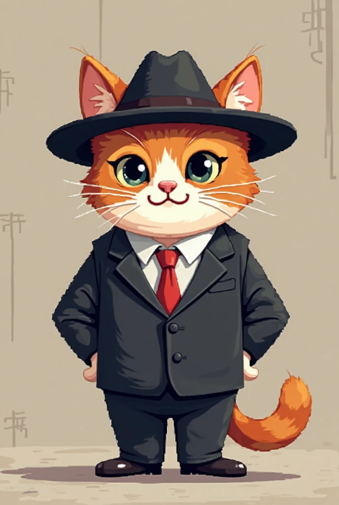 Yakuza Cat、cute、hat、cigar、An illustration