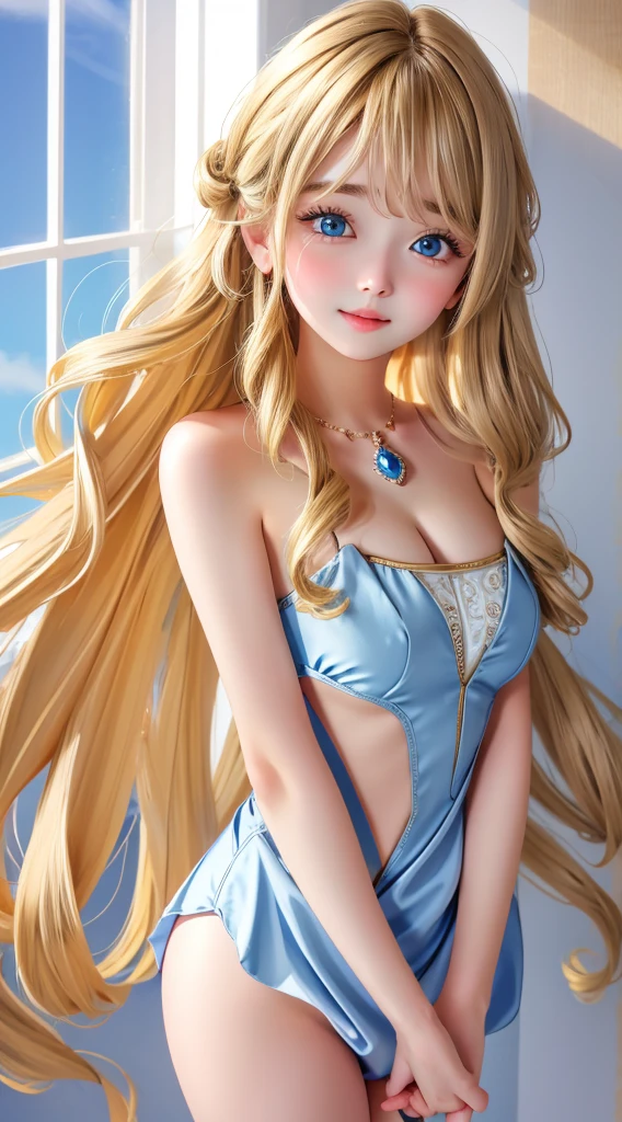 portrait, realistic, elegant woman, dress, blue eyes, blonde hair, 4k resolution, Hyper Realistic