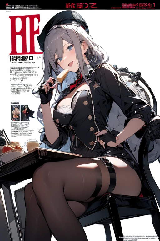 highest quality、(real、photorealistic:1.4)、(RAW photo:1.2,(Curve,Model,glamor:1.5),Beautiful breasts,(from below:1.2),(from side:0.9), ((Face)), (Close-Up:0.4), ((looking at viewer, holding a cup of coffee)), highest quality、(real、photorealistic:1.4)、(RAW photo:1.2),highest quality,(masterpiece),(((Whole body image))),(a 18yo girl), (Highly detailed face),Slightly round face, (Tan brown face:1.0), Boyish beauties, beautiful face, Beautiful lips,Baby Face,(Big eyes),((black,hair,long pony tail hair)),thin pubic hair,cute,lovely,(strong silver hair:1.2),(blunt bangs),(Brown skin:1.0),(Military uniform, bulletproof jacket),nice companion,delicate body、thin legs,beautiful black dress,black gloves, black thighhighs, white panties,(double breasted,under bust:1.2)in the kitchen Woman in survival mode,Sexy thighs,Heat,Sweat heavily,Tropical forests,During a break,sit cross-legged on the ground,The way the light shines is beautiful, Beautiful buttocks,(with sparkling eyes and a contagious smile),little open mouth,black suspenders,Bulging big,breasts,walls: Black miniskirt,garters,Gaze,Small face,bangss,holster,Beautuful Women,hands up,leg holster,Gaze,black boots panty shot, provocation,flank,flank sweat soio,arm,,narrow waist,(with sparkling eyes and a contagious smile),her thin pubic hair, looking at viewer, pose muy sexy"