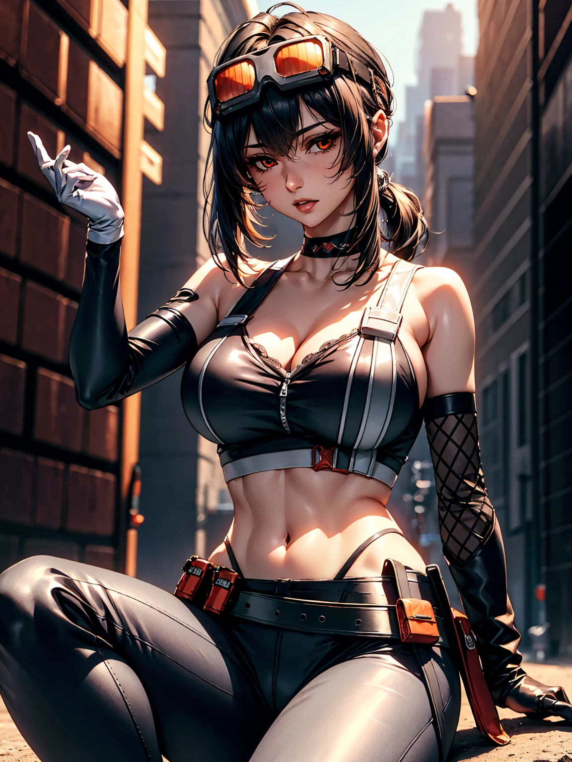 (best quality,4k,8k,highres,masterpiece:1.2),ultra-detailed,(realistic,photorealistic,photo-realistic:1.37),A lovely ninja woman in a sexy outfit is doing yoga in lewd poses while waiting on her target,Yoga studio,beautiful detailed eyes,detailed lips,stunning details,fit and toned body,graceful movements,athletic poses,exotic costume,sharp focus,fierce and seductive expression,attention to muscle definition,fluid and dynamic poses,martial arts expertise,soft and subtle lighting,vivid colors,creative yoga positions,alluring and mysterious atmosphere,controlled breathing techniques,flexibility and balance,peaceful and calm setting,black and red color scheme,elusive and stealthy presence,pleasing composition,effortless grace and elegance,striking and impactful visuals,professional execution,impressive level of detail,unique and captivating energy,creative and imaginative scene,attention to anatomical accuracy,eye-catching and visually stunning,image that captures the essence of strength and beauty.
