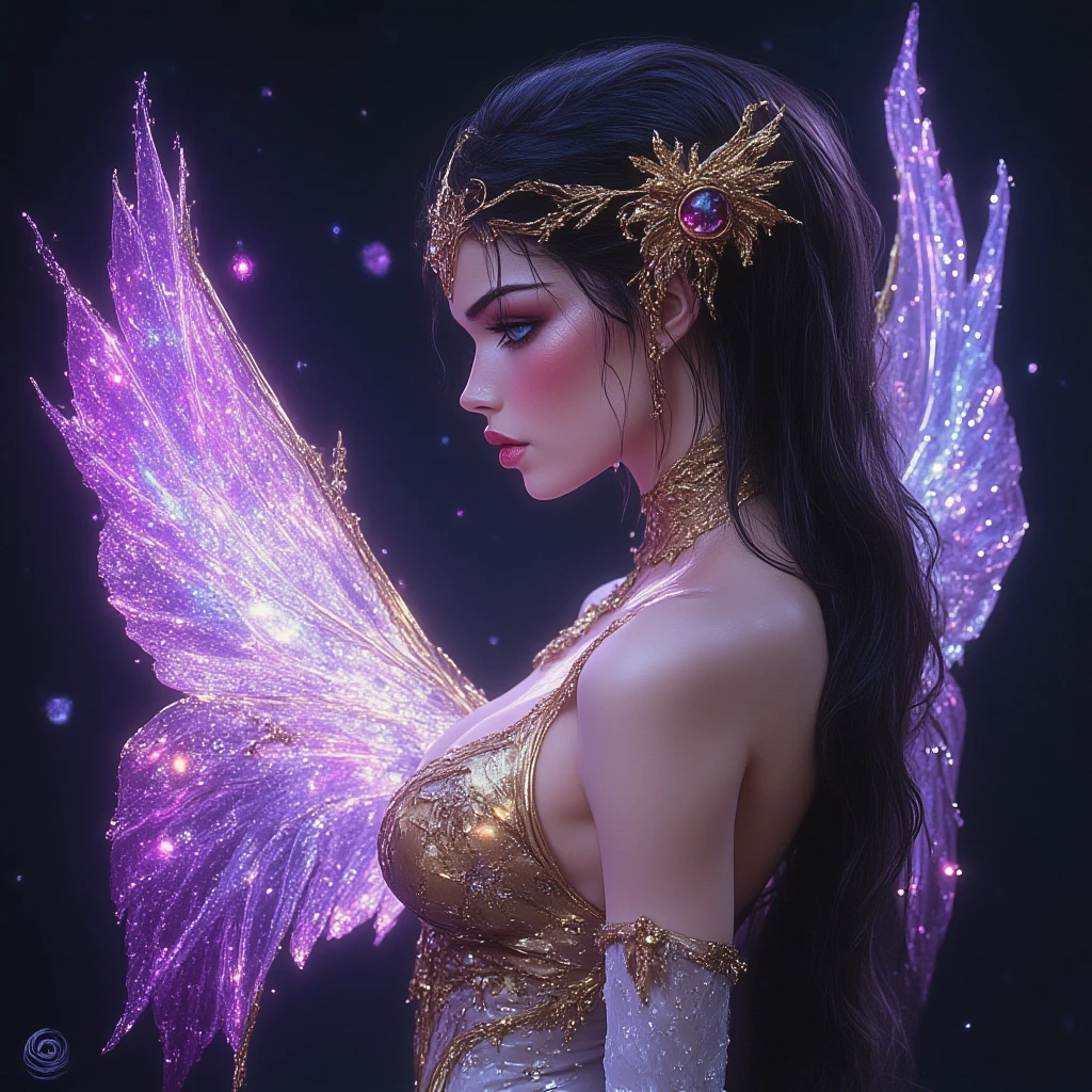 prepubescent, beautifully, full body,, fluorite crystal crown forest fairy, ultra detailed artistic photography, muted colours, midnight aura, night sky, detailed gorgeous face, dreamy, glowing, backlit, glamour, glimmer, shadows, smooth, ultra high definition, 8k, unreal engine 5, ultra sharp focus, art by alberto seveso, artgerm, loish, sf, intricate artwork masterpiece, ominous, matte painting movie poster, golden ratio, trending on cgsociety, intricate, epic, trending on artstation, by artgerm, h. r. giger and beksinski, highly detailed, vibrant, production cinematic character render, ultra high quality model