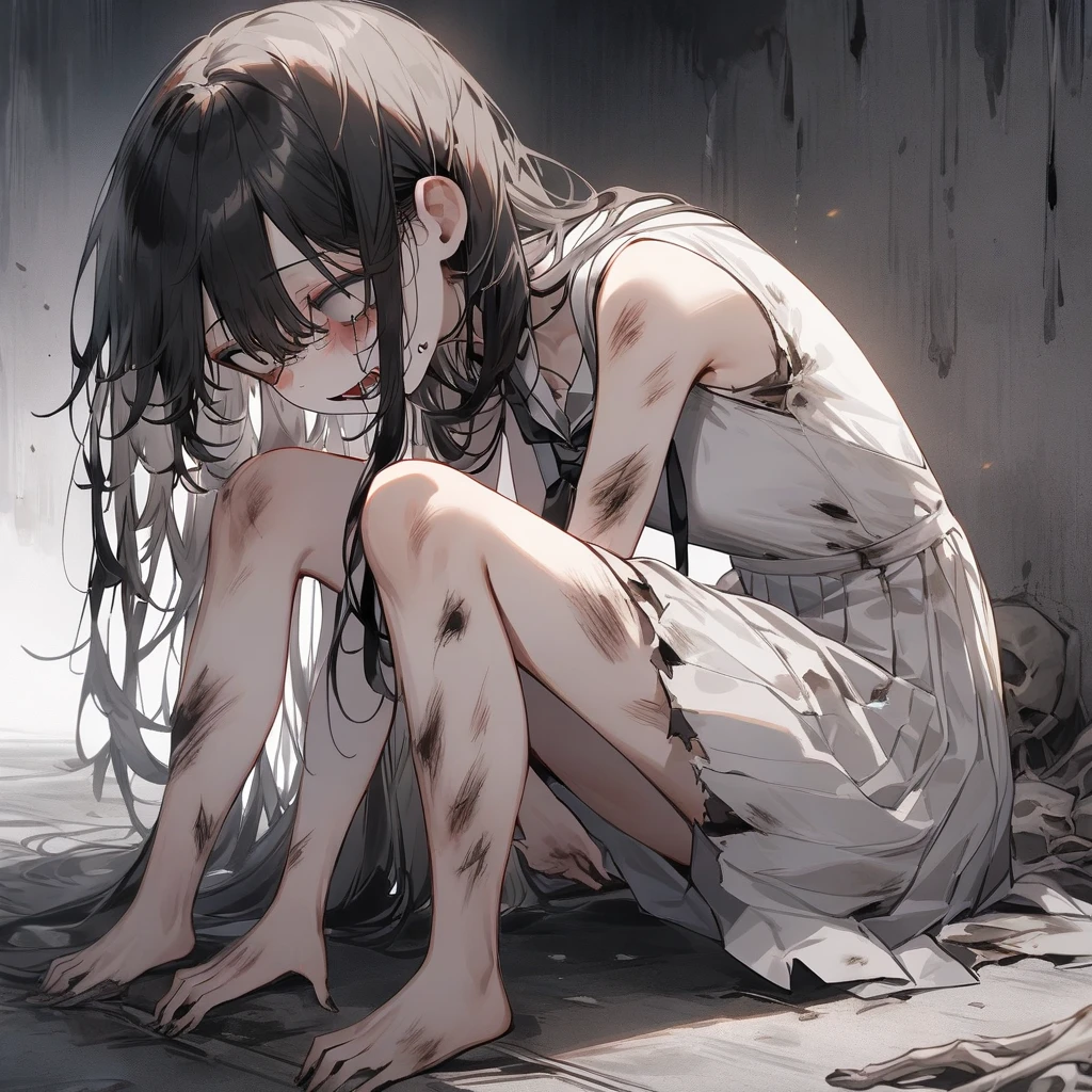 (((best god quality, Ultra-detailed, Shinkai Makoto style,Best Anime 8K Konachan Wallpapers,Pixiv Contest Winner,Perfect Anatomy)),NSFW,(1 A girl is a monk),(Lori,child,13 years old:1.5), Full limbs,complete fingers, (flat chest, Thin body, Small butt), Very short hair, Small eyes, beatiful detailed eyes, Beautiful detailed lips,Solo,Sleeping, (Sweating:1.3),Wet hair,Wet body,(Tentacles with high sexual sensation, Tentacles caress her arms and legs:1.4), (Hands on head, Spread legs:1.2), (tentacles in vaginal),(SEX, Rape:1.5),(Yor),Coercion of sexual sensations, blush, Heavy breathing, (Steam breath:1.2), (Girl trembling from sexual climax),Ecstasy,(orgasm:1.3),Spread legs,widening the uterus,Afterglow,Drooling,Tears at the corners of the eyes, Shiny skin, research complex, Dark room,BREAK,High resolution,super detailed skin, Best lighting by professional AI, 8K Illustration,