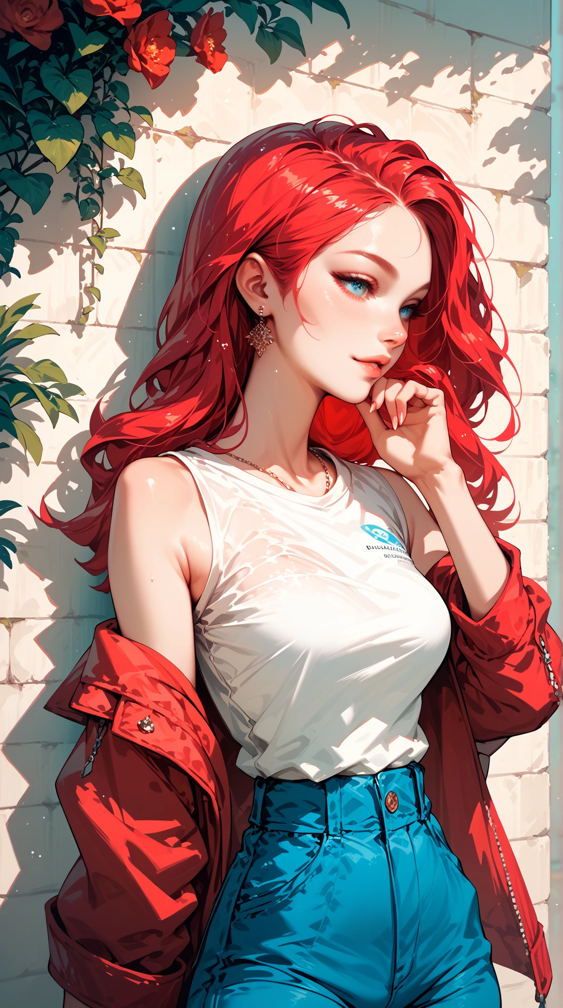 (masterpiece, best quality, 1girl, solo, intricate details, chromatic aberration), realistic, ((medium breath)),long hair, pink hair, red head ornament, red highlights, hair over one eye, green eyes, sharp eyes, choker, neon shirt, torn legwear, open jacket, turtleneck sweater, against wall, brick wall, graffiti, dim lighting, alley ,look at viewer, <lora:yaeMikoRealistic_yaemikoMixed:0.5> , <lora:koreanDollLikeness_v15:0.2>
