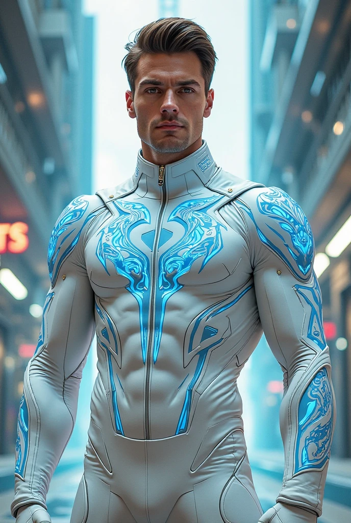 Half body photorealistic Handsome Hunky Young shirtless men wearing skin tight body suit a myriad of crystal scales, Broken Glass effect, no background, stunning, something that even doesn't exist, mythical being, energy, molecular, textures, iridescent and luminescent scales, breathtaking beauty, pure perfection, divine presence, unforgettable, impressive, breathtaking beauty, Volumetric light, auras, rays, vivid colors reflects