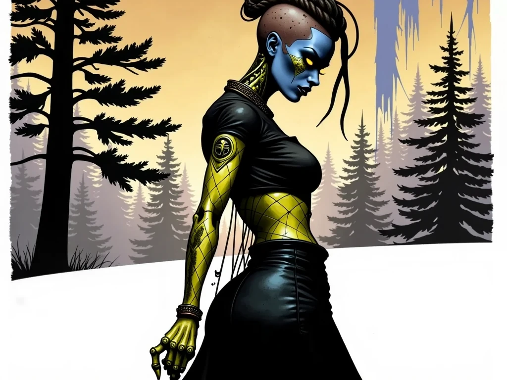Tinfoil mutant character blending the distinct artistic techniques of Esao Andrews