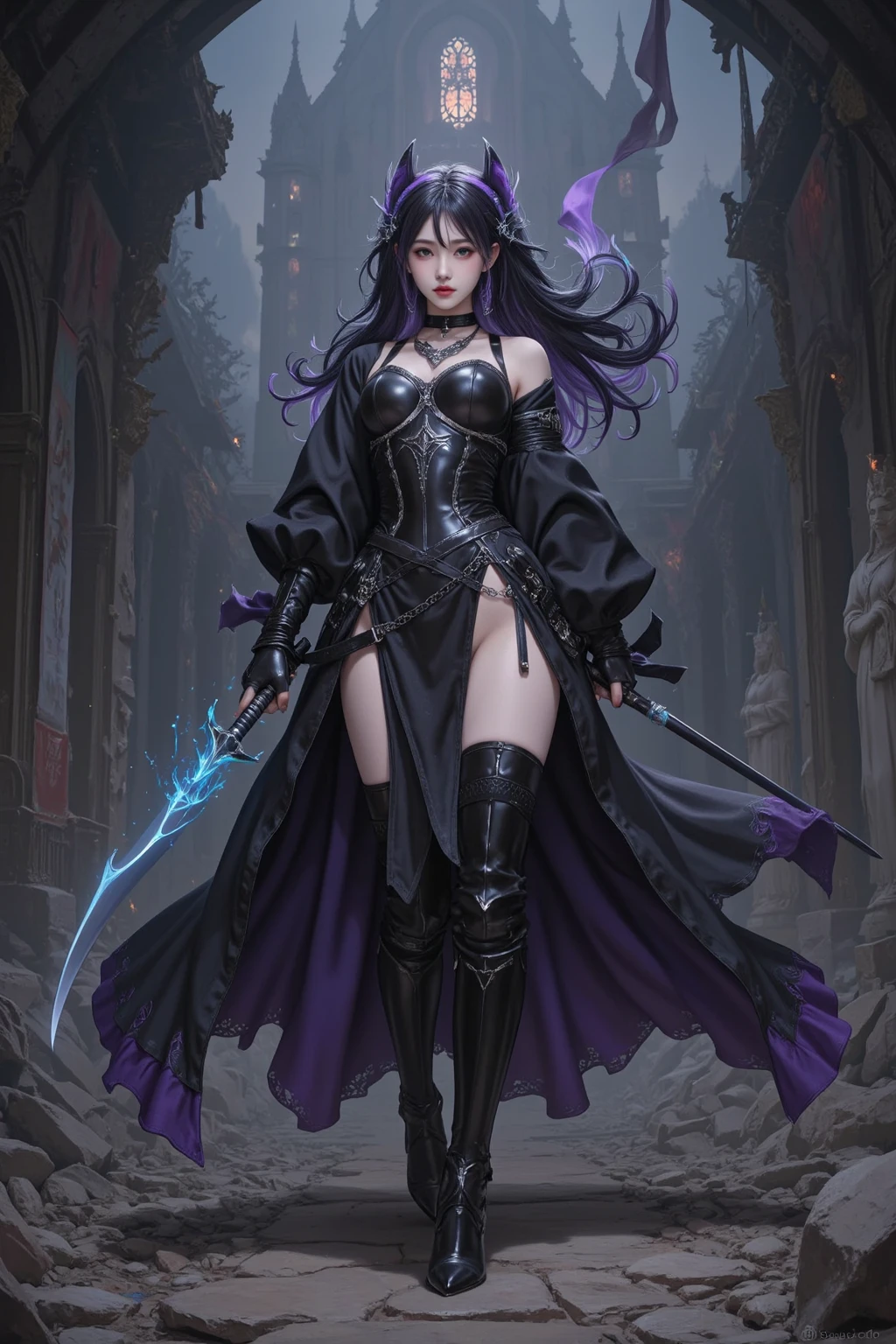 A female image of death [[Grim Reapece skull, [[[[pointing her finger to the viewer!!!]]]], full body image, wearing a dark hooded cloak, holding a Scythe with her other hand, full moon on the background, [[high quality]], 4k, high quality image, unreal engine, cinematic.