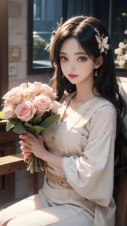 (((woman working at a flower shop、beautiful flower々:1.2、lots of flowers:1.2、flower garden flower shop:1.2)))、Gypsophila、Cat clerk、beckoning cat、cute顔、small nose、plump lips、carefully tied braids、cute、clerk serving customers、Blue front cover:1.2、Natural light、(very detailed, intricate details), sharp focus, calm colors, 8k, confused, 8mm film grain