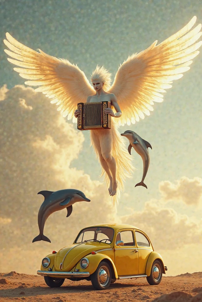 There is a woman and two monsters on the clouds, The goddess's hair turns into clouds,Grab the clouds in the sky with both hands,The monster has cheetah-like spots,Leopard claws,Red wings,Ferocious,The head shines,dense clouds,Single background,Clean and consistent tone,dreamworld,Bizarre sky,alien worlds,