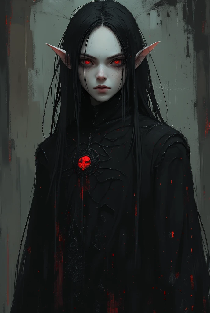 Demon with human face, horns, and a red forked tongue.red eyes and earrings on the ears. With long, black claws, best quality , masterpiece, high resolution, 4k