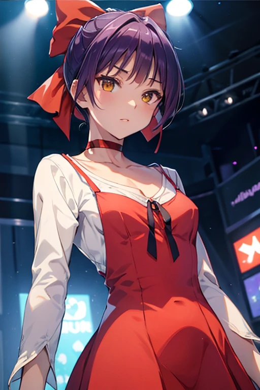 girl with short bob hair,Red eyes ,A shining heaven,in heaven,Sitting