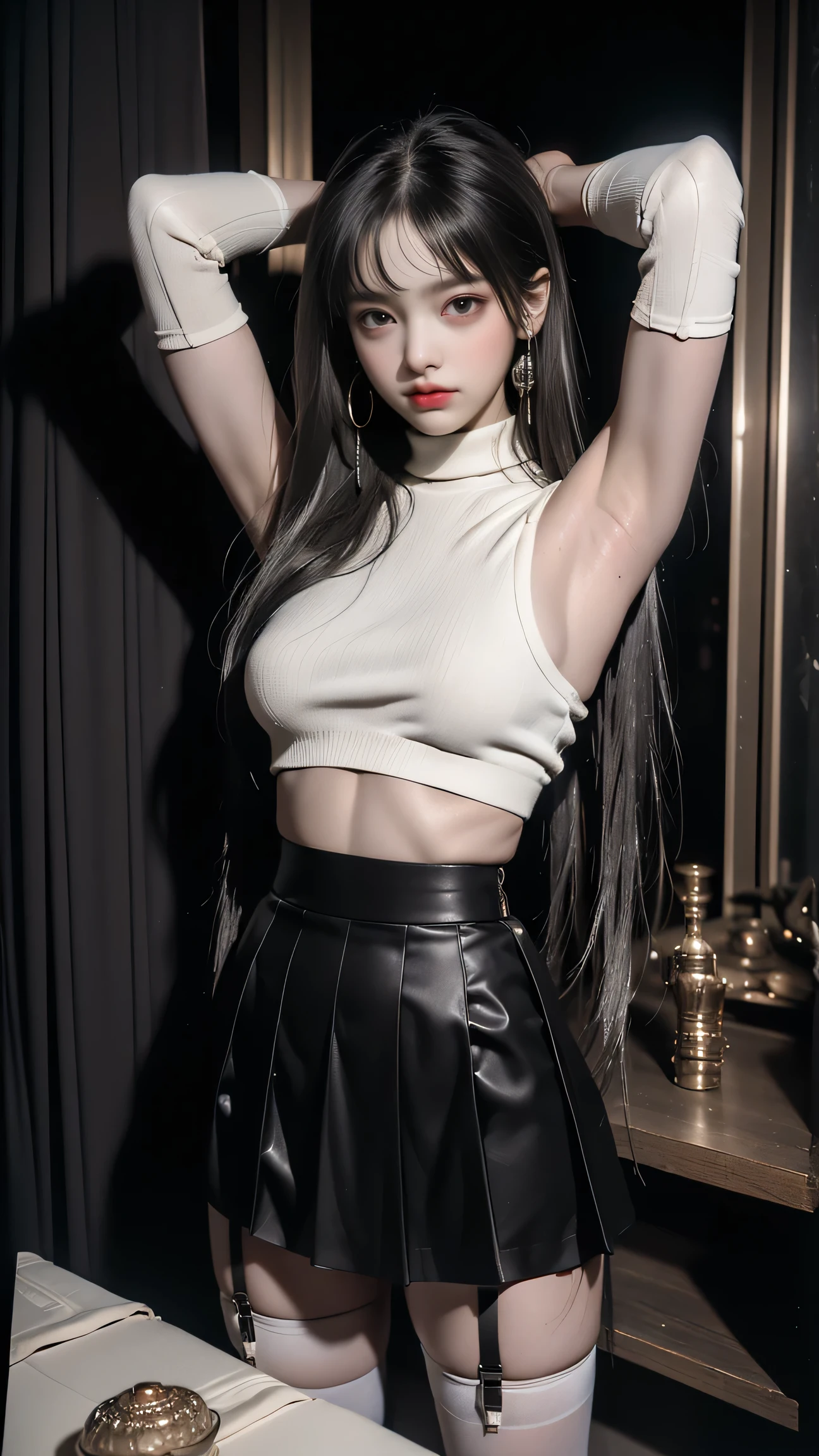 Anime girl, masterpiece, half jacket revealing shoulders, skirt, cyberpunk, futuristic, 4k, best girl, beautiful woman