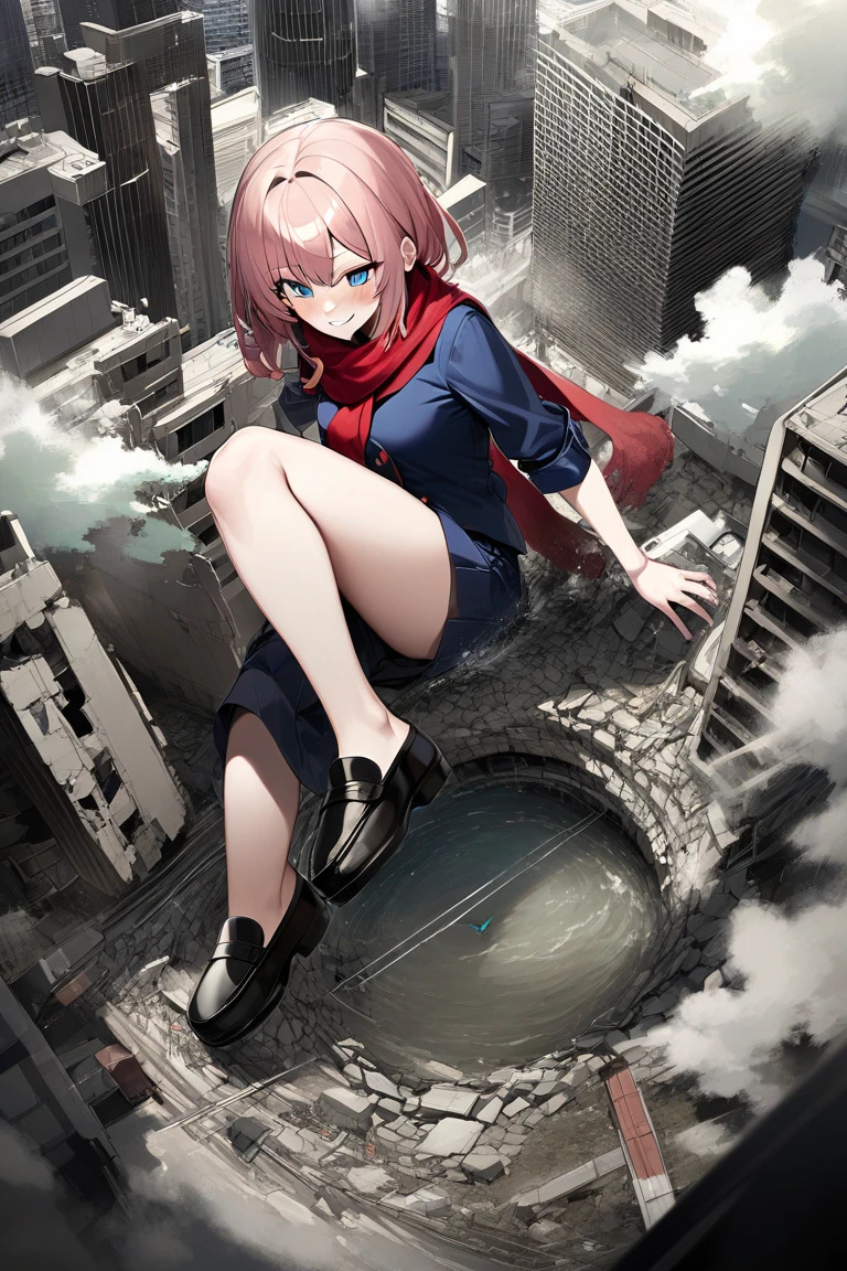 Big girl in a short skirt，Teenage girls spoil everything，There are a lot of vehicles as small as ants under your feet，超大号白色Sailor Suit，Step on miniature city model toys，A girl bigger than the city，blush，Sailor Suit，sports shoes
（Giantess Element、high resolution、high resolution、high quality、Accurate body structure、Detailed body）A towering giant girl, 50,000 feet high、Destroyed small buildings、Highway collapse、Car was crushed、Residents flee、Sunset、Burning town、progress、Walk、trampling、Anatomically correct、Precision human body、Precise skeleton、The rubble is scattered at my feet、taller than a skyscraper、Influence of the Great Poetry、Giantess Element、Make cities smaller

