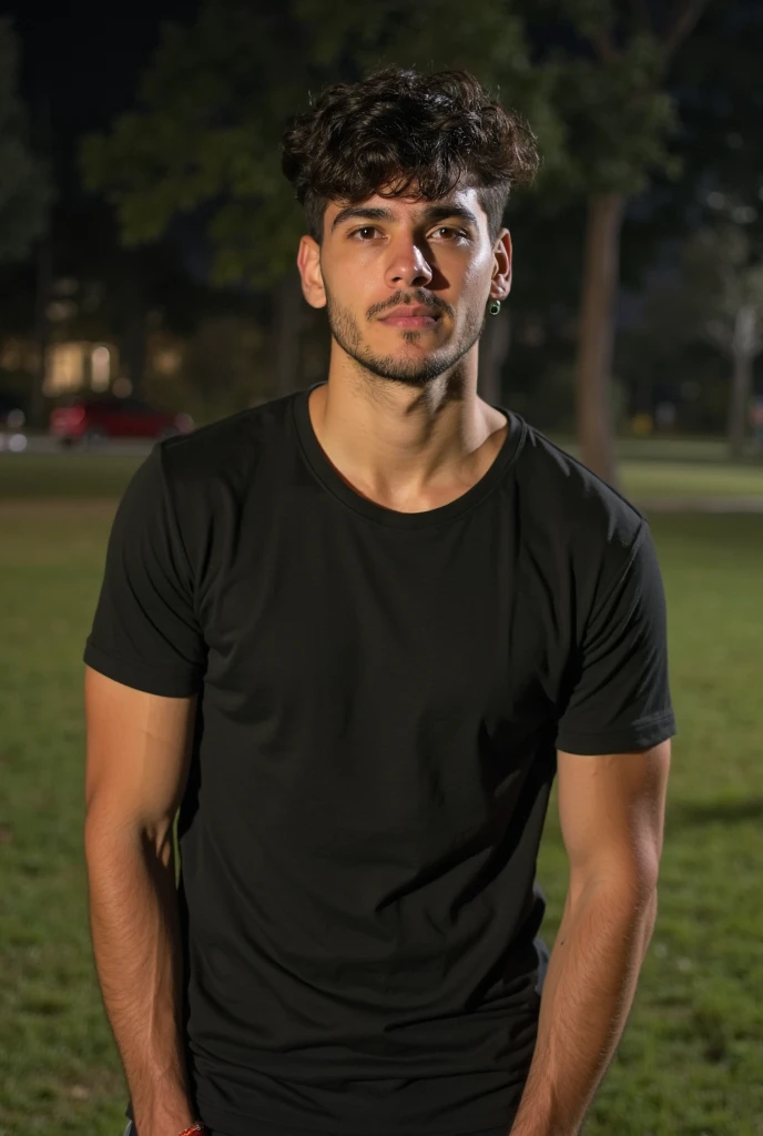 ((1 guy)) dark hairy guy wearing a black tank top manly and black shorts (sitting on a bench on a city street at night), very detailed, 18 years old, natural wave hair, brown eyes, short facial hair, hairy body, high-res, masterpiece, best quality, intricate details, highly detailed, sharp focus, detailed skin, realistic skin texture, texture, detailed eyes, professional, 4k, shot on Canon, 85mm,shallow depth of field, Kodak vision color, perfect fit body, extremely detailed, photo_\(ultra\), photorealistic, realistic, post-processing, max detail, roughness, real life, ultra realistic, photorealism, photography, 8k uhd, photography (film grain) medium shot atmospheric dark lighting