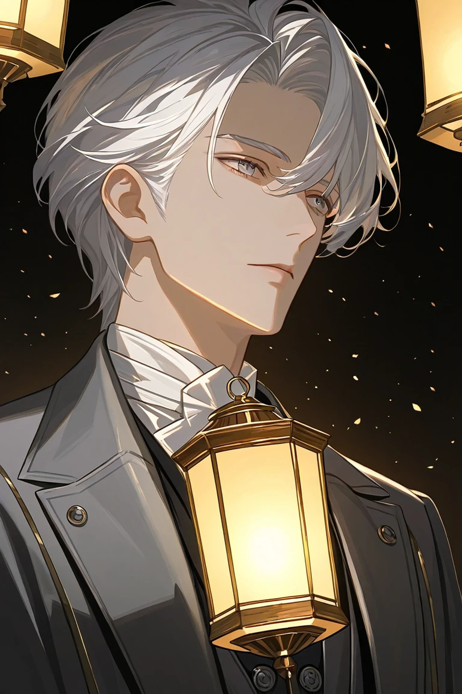 white hair frock coat handsome man Taisho Romance